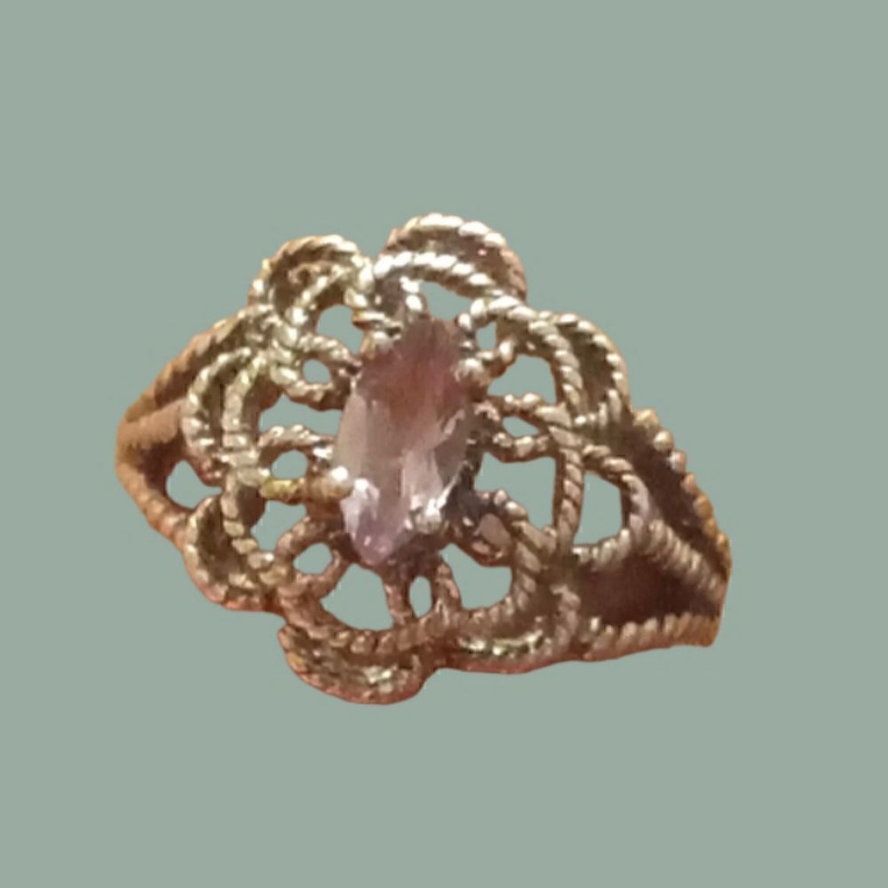 925 silver amethyst marquise cut stone ring Size 8